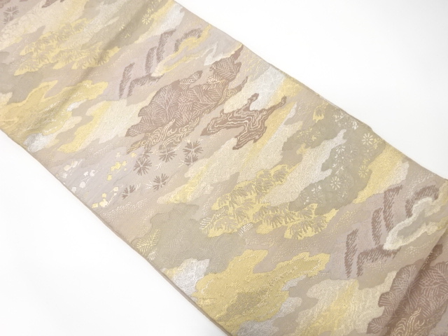 JAPANESE KIMONO / ANTIQUE FUKURO OBI / SILK / WOVEN MIST